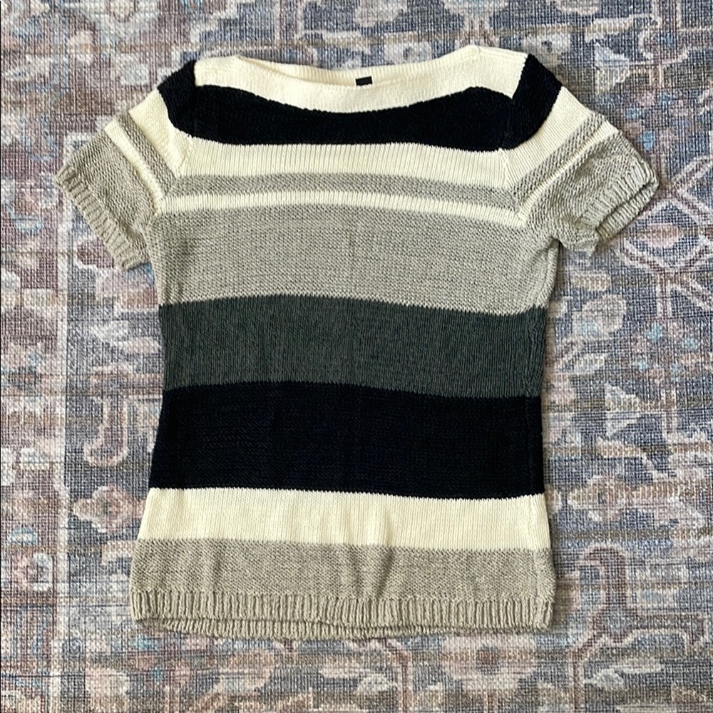 Striped Short Sleeve Sweater
